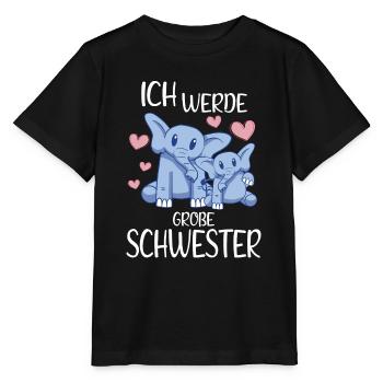Ich werde große Schwester Elefanten Girls - Stanley/Stella Kinder T-Shirt MINI CREATOR  - Schwarz - Vorne - Mikhail (115cm)