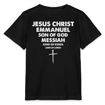 Vintage Jesus Cross Three Nails Christian 1 Cross - Stanley/Stella MINI CREATOR Kids’ T-Shirt - black - Front - Mikhail (115cm)