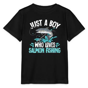 Pêche au saumon Pêcheur de saumon - T-shirt bio MINI CREATOR Stanley/Stella Enfant - noir - Devant - Mikhail (115cm)