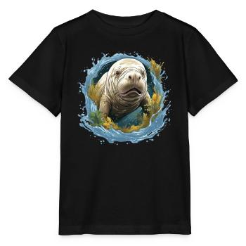 Rettet Die Seekühe Wassertiere Seekühe - Stanley/Stella Kinder T-Shirt MINI CREATOR  - Schwarz - Vorne - Mikhail (115cm)