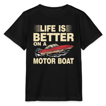 Bateau à moteur - Capitaine Bateau à moteur du lac Boater - T-shirt bio MINI CREATOR Stanley/Stella Enfant - noir - Devant - Mikhail (115cm)