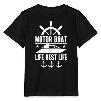 Bateau à moteur - Capitaine Bateau à moteur du lac Boater - T-shirt bio MINI CREATOR Stanley/Stella Enfant - noir - Devant - Mikhail (115cm)