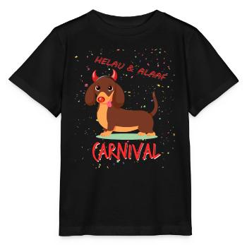 Dachshund, Carnival, Carnival, Helau, Alaaf, Devil - Stanley/Stella MINI CREATOR Kids’ T-Shirt - black - Front - Mikhail (115cm)