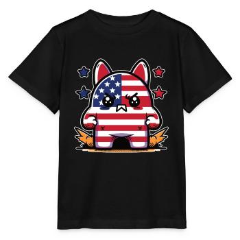 Wütendes Kaninchen in der Farbe der amerikanischen Flagge - Stanley/Stella Kinder T-Shirt MINI CREATOR  - Schwarz - Vorne - Mikhail (115cm)