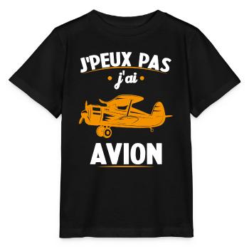 Je Peux Pas J ai Avion - T-shirt bio MINI CREATOR Stanley/Stella Enfant - noir - Devant - Mikhail (115cm)