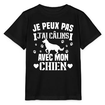 Ich kann nicht mit meinem Hund kuscheln - Stanley/Stella Kinder T-Shirt MINI CREATOR  - Schwarz - Vorne - Mikhail (115cm)