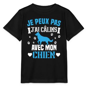Ich kann nicht mit meinem Hund kuscheln - Stanley/Stella Kinder T-Shirt MINI CREATOR  - Schwarz - Vorne - Mikhail (115cm)