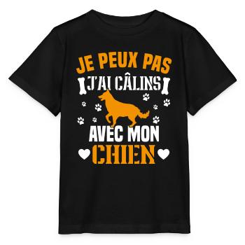 Ich kann nicht mit meinem Hund kuscheln - Stanley/Stella Kinder T-Shirt MINI CREATOR  - Schwarz - Vorne - Mikhail (115cm)