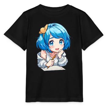 Anime and Sketching Anime Girl Sketching Otaku - Stanley/Stella MINI CREATOR Kids’ T-Shirt - black - Front - Mikhail (115cm)