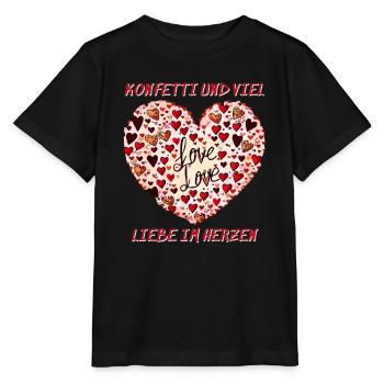 CONFETTI AND LOTS OF LOVE IN THE HEART - Stanley/Stella MINI CREATOR Kids’ T-Shirt - black - Front - Mikhail (115cm)