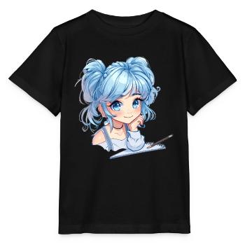 Anime and Sketching Girl Sketching Otaku Graphic - Stanley/Stella MINI CREATOR Kids’ T-Shirt - black - Front - Mikhail (115cm)