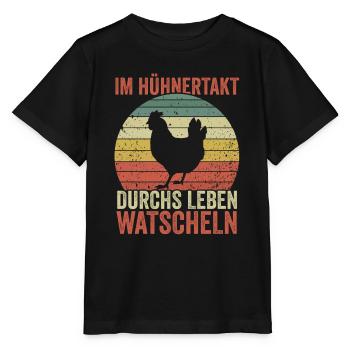 Huhn Bauer Bauernhof Küken Landwirt Hühner - Stanley/Stella Kinder T-Shirt MINI CREATOR  - Schwarz - Vorne - Mikhail (115cm)