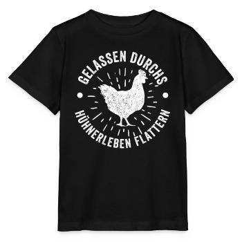 Huhn Bauer Bauernhof Küken Landwirt Hühner - Stanley/Stella Kinder T-Shirt MINI CREATOR  - Schwarz - Vorne - Mikhail (115cm)