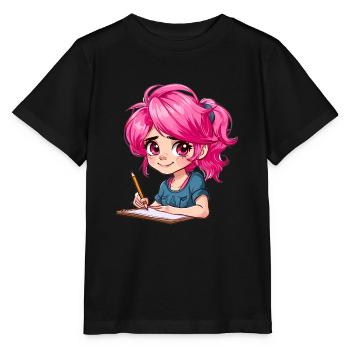Anime and Sketching Anime Girl Sketching Otaku - Stanley/Stella MINI CREATOR Kids’ T-Shirt - black - Front - Mikhail (115cm)