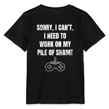 Arbeite An Meinem Pile Of Shame Lustiger Gamer - Stanley/Stella Kinder T-Shirt MINI CREATOR  - Schwarz - Vorne - Mikhail (115cm)