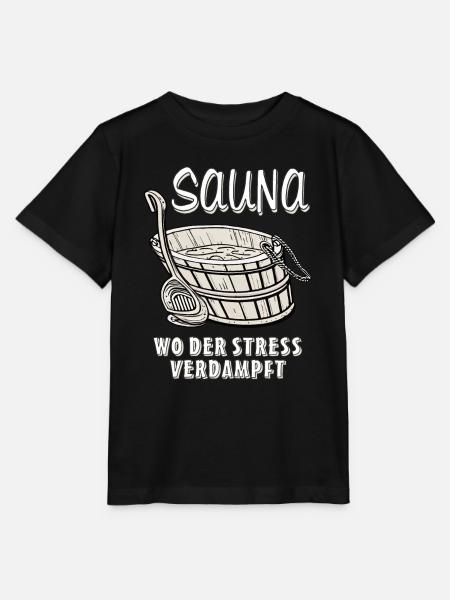 SAUNA WO DER STRESS VERDAMPFT - Stanley/Stella Kinder T-Shirt MINI CREATOR - Schwarz