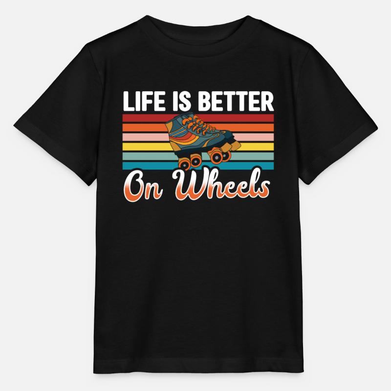 Roller Skates Funny 80s Roller Disco Skating - Stanley/Stella MINI CREATOR Kids’ T-Shirt - black