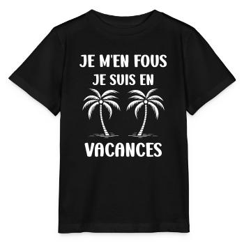je suis en vacances - T-shirt bio MINI CREATOR Stanley/Stella Enfant - noir - Devant - Mikhail (115cm)