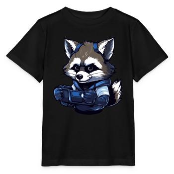 Cute Raccoon Gamer Games Wreck Lovers - Stanley/Stella MINI CREATOR Kids’ T-Shirt - black - Front - Mikhail (115cm)