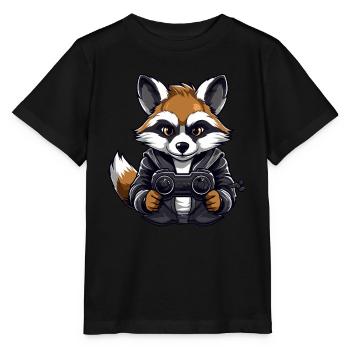 Cute Raccoon Gamer Games Wreck Lovers - Stanley/Stella MINI CREATOR Kids’ T-Shirt - black - Front - Mikhail (115cm)