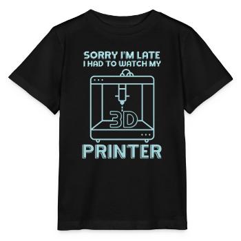 Désolé je suis trop tard - Imprimante 3D Impression 3D - T-shirt bio MINI CREATOR Stanley/Stella Enfant - noir - Devant - Mikhail (115cm)