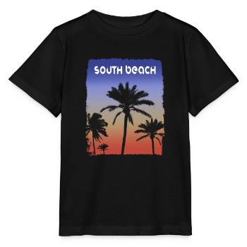 South Beach Florida Sunset Vacation Souvenir Palm - Stanley/Stella MINI CREATOR Kids’ T-Shirt - black - Front - Mikhail (115cm)