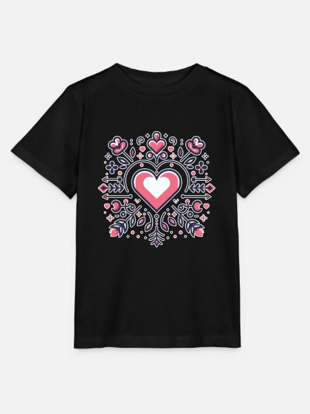 Minimalistisches Herzmuster - Stanley/Stella Kinder T-Shirt MINI CREATOR  - Schwarz