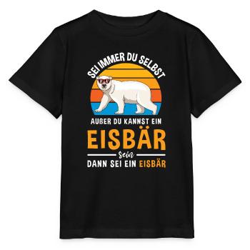 Eisbär Bär Kopf Nordpol Raubtier Eisbär - Stanley/Stella Kinder T-Shirt MINI CREATOR  - Schwarz - Vorne - Mikhail (115cm)