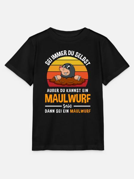 Maulwurfshügel Retro Maulwurf Motiv - Stanley/Stella Kinder T-Shirt MINI CREATOR  - Schwarz