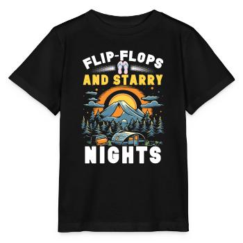Camping Flip Flops Camper Natur Outdoor - Stanley/Stella Kinder T-Shirt MINI CREATOR  - Schwarz - Vorne - Mikhail (115cm)