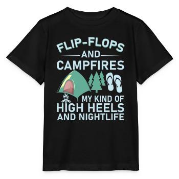 Camping Flip Flops Camper Natur Outdoor - Stanley/Stella Kinder T-Shirt MINI CREATOR  - Schwarz - Vorne - Mikhail (115cm)