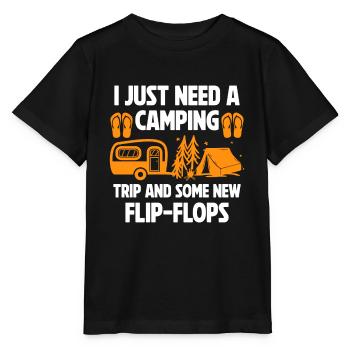 Camping Flip Flops Camper Natur Outdoor - Stanley/Stella Kinder T-Shirt MINI CREATOR  - Schwarz - Vorne - Mikhail (115cm)