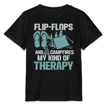 Camping Flip Flops Camper Natur Outdoor - Stanley/Stella Kinder T-Shirt MINI CREATOR  - Schwarz - Vorne - Mikhail (115cm)