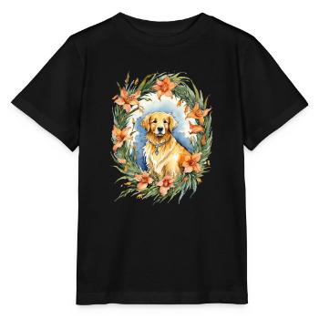 Golden retriever - T-shirt bio MINI CREATOR Stanley/Stella Enfant - noir - Devant - Mikhail (115cm)