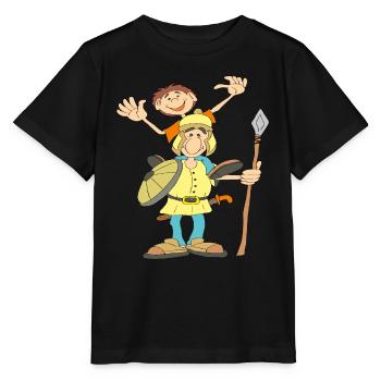 Traditioneller Soldat mit Schild - Stanley/Stella Kinder T-Shirt MINI CREATOR  - Schwarz - Vorne - Mikhail (115cm)