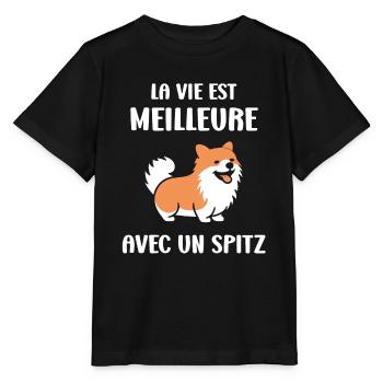 Humour chien Spitz - T-shirt bio MINI CREATOR Stanley/Stella Enfant - noir - Devant - Mikhail (115cm)