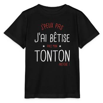 Je peux pas j'ai bêtise avec mon Tonton préféré - T-shirt bio MINI CREATOR Stanley/Stella Enfant - noir - Devant - Mikhail (115cm)