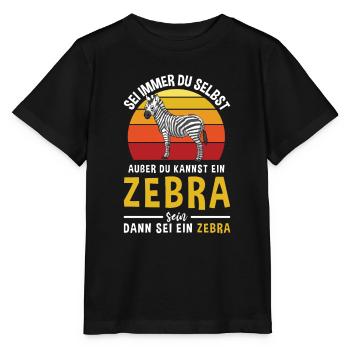 Afrika Zebrastreifen Pferd Tier Zebra - Stanley/Stella Kinder T-Shirt MINI CREATOR  - Schwarz - Vorne - Mikhail (115cm)
