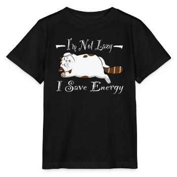 Je ne suis pas paresseux J’économise de l’énergie Chat Chat Bébé - T-shirt bio MINI CREATOR Stanley/Stella Enfant - noir - Devant - Mikhail (115cm)