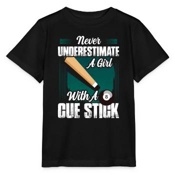 A Girl With A Cue Stick Billard Pool Billiard Play - Stanley/Stella Kinder T-Shirt MINI CREATOR  - Schwarz - Vorne - Mikhail (115cm)