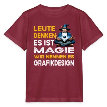 Les gens qui pensent Magic Graphic Design Graphiste - T-shirt bio MINI CREATOR Stanley/Stella Enfant - bordeaux - Devant - Kain (125cm)