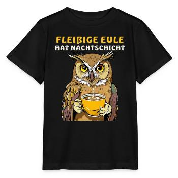 FLEISSIGE EULE HAT NACHTSCHICHT - Stanley/Stella Kinder T-Shirt MINI CREATOR  - Schwarz - Vorne - Mikhail (115cm)