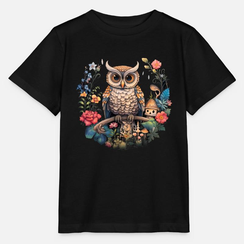 Eule Cottagecore Vintage Geschenk - Stanley/Stella Kinder T-Shirt MINI CREATOR  - Schwarz