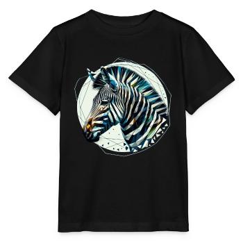 Zèbre dans l’illustration polygonale - T-shirt bio MINI CREATOR Stanley/Stella Enfant - noir - Devant - Mikhail (115cm)