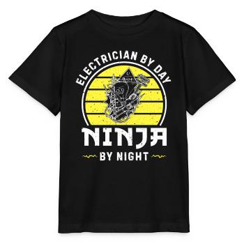 Électricien le jour ninja la nuit Métier de la lampe - T-shirt bio MINI CREATOR Stanley/Stella Enfant - noir - Devant - Mikhail (115cm)