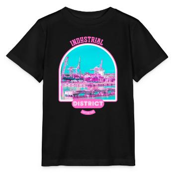 Pink industrial harbour in Finland - Stanley/Stella MINI CREATOR Kids’ T-Shirt - black - Front - Mikhail (115cm)
