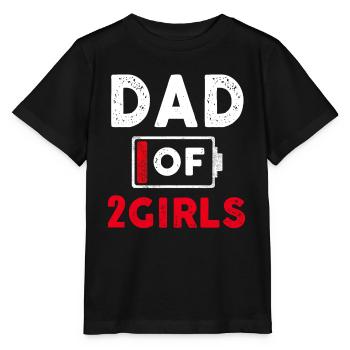Dad Of 2 Girls Battery Low Daddy Father's Day Gift - Stanley/Stella MINI CREATOR Kids’ T-Shirt - black - Front - Mikhail (115cm)