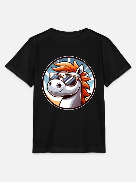Pferd mit Sonnenbrille in Comicstyle - Stanley/Stella Kinder T-Shirt MINI CREATOR - Schwarz
