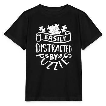 Facilement distrait par les puzzles pièce Jigsaw Puzzle - T-shirt bio MINI CREATOR Stanley/Stella Enfant - noir - Devant - Mikhail (115cm)