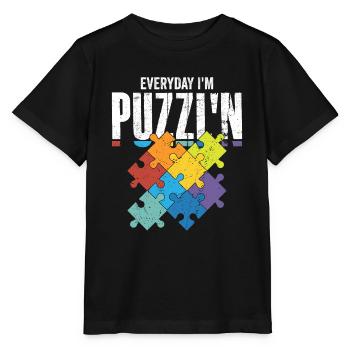 Everyday I'm Puzzl'n Piece Jigsaw Puzzle - Stanley/Stella Kinder T-Shirt MINI CREATOR  - Schwarz - Vorne - Mikhail (115cm)